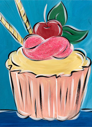 Cupcake Canvas Paint Kit with Glitter