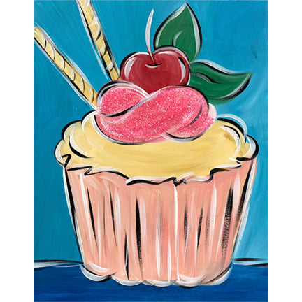 Cupcake Canvas Paint Kit with Glitter