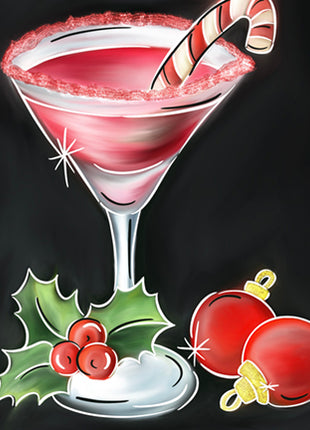 Candy Cane Martini Canvas Paint Kit