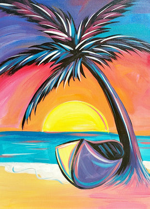 Funky Beach Scene Canvas Paint Kit