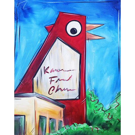 Canvas painting of the famous Big Chicken of Marietta Ga. 