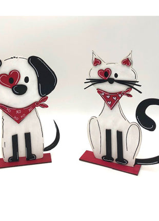 Valentine Dog and Cat (2 Wooden Shelf Sitters) Paint Kit