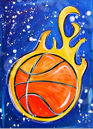 Flaming Basketball Canvas Paint Kit