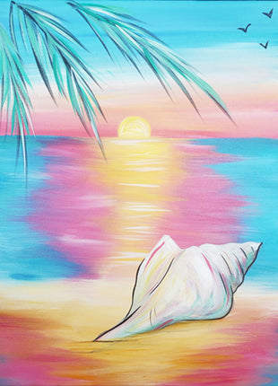 Pastel Beach Scene Canvas Paint Kit